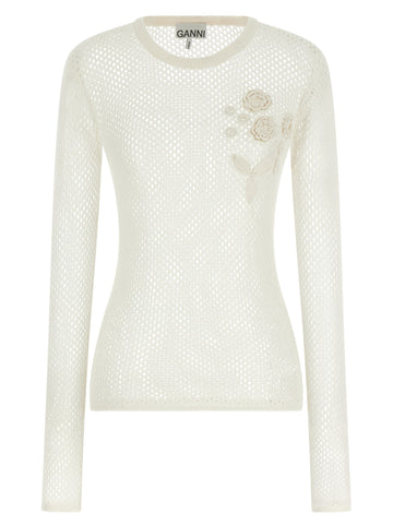 GANNI - Pointelle cotton sweater