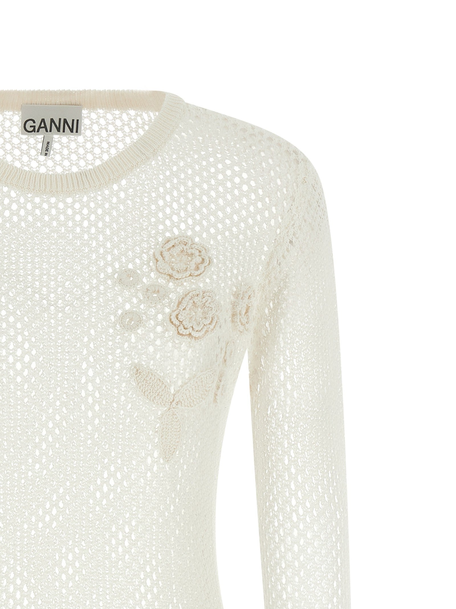 GANNI - Pointelle cotton sweater