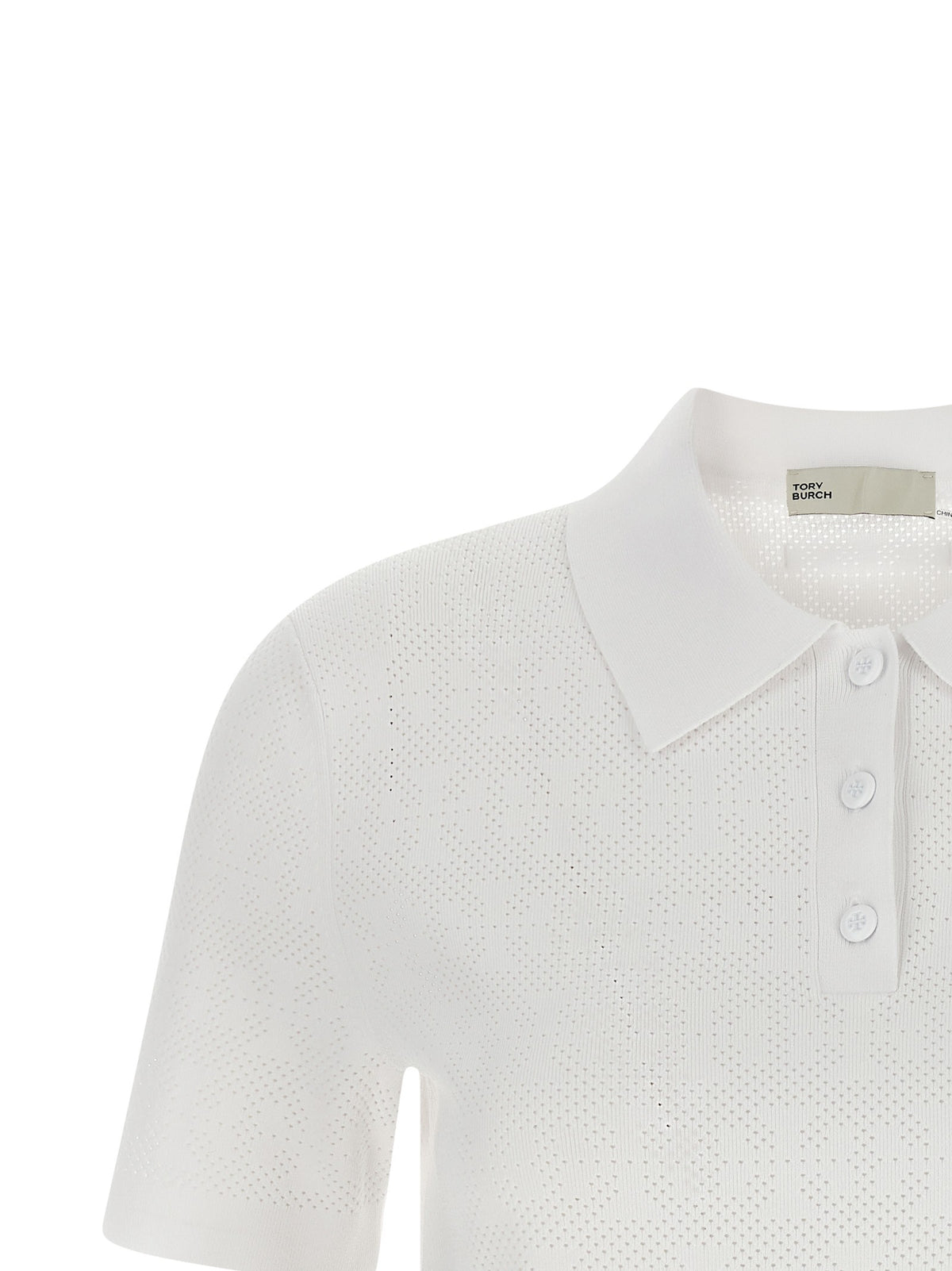 Tory Burch - Pointelle viscose polo shirt