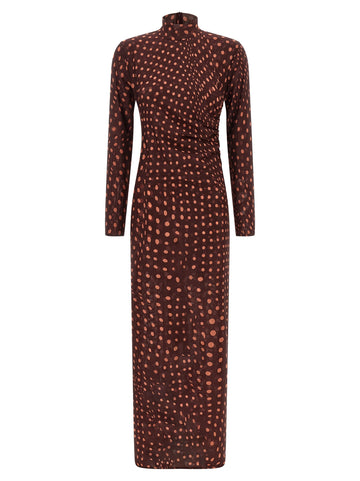 stella mccartney - Polka dot mesh dress Bordeaux