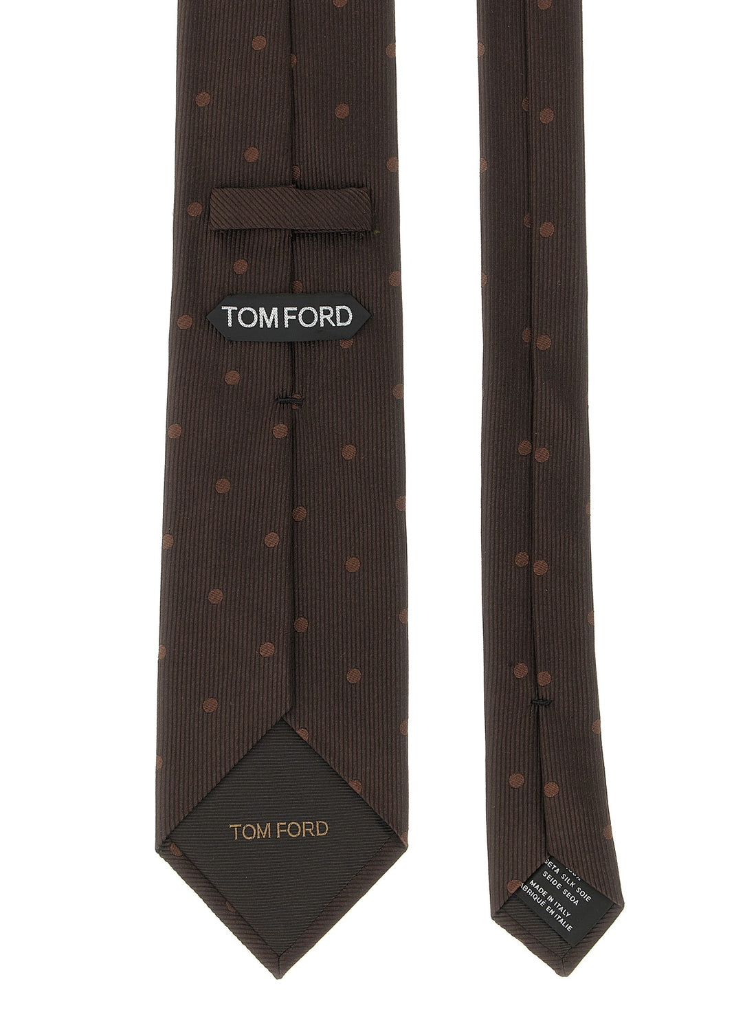 TOM FORD - Polka dot silk tie Brown U