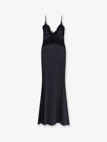 SELF PORTRAIT Polka-dots satin long dress