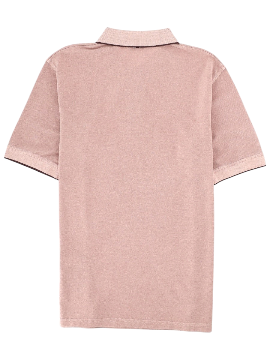 Klosmo Herno light pink cotton polo shirt with dark trim and embroidered logo on the chest