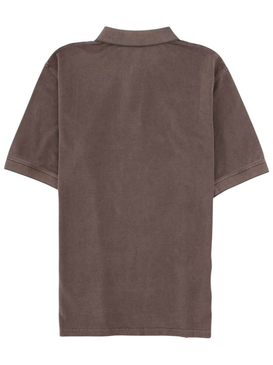 Klosmo Herno brown cotton polo shirt with a classic collar and subtle logo embroidery on the chest.