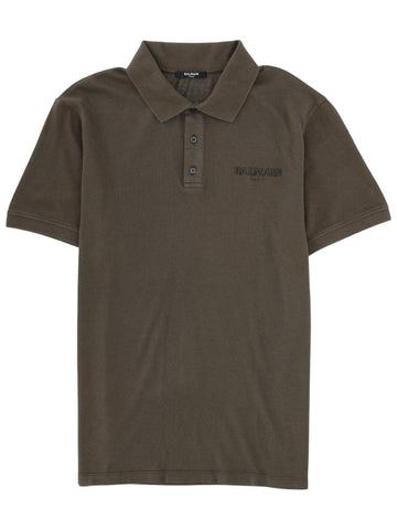 Balmain - Cotton Polo with Logo - Green polo-con-logo_9267edd1-138b-4613-ac6a-bcb205e5dabc
