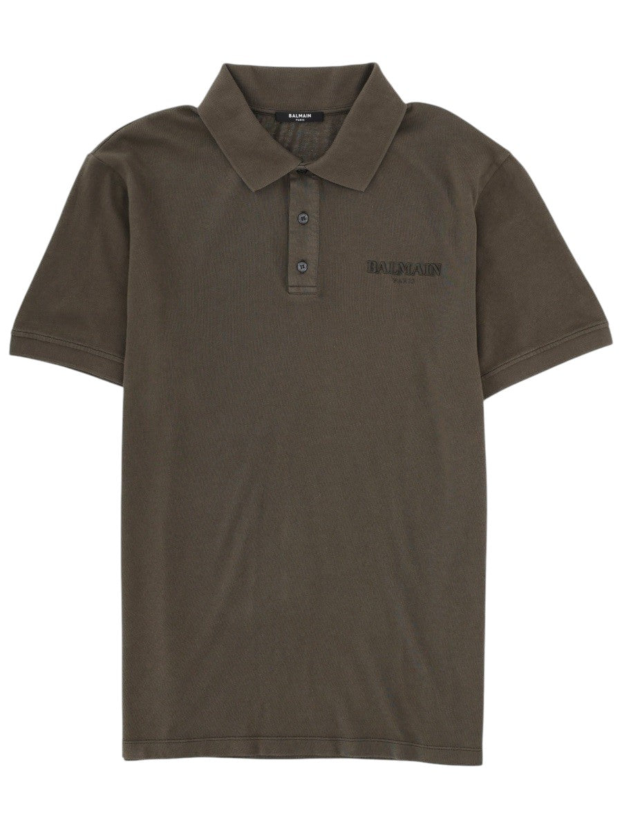 Balmain - Cotton Polo with Logo - Green polo-con-logo_9267edd1-138b-4613-ac6a-bcb205e5dabc
