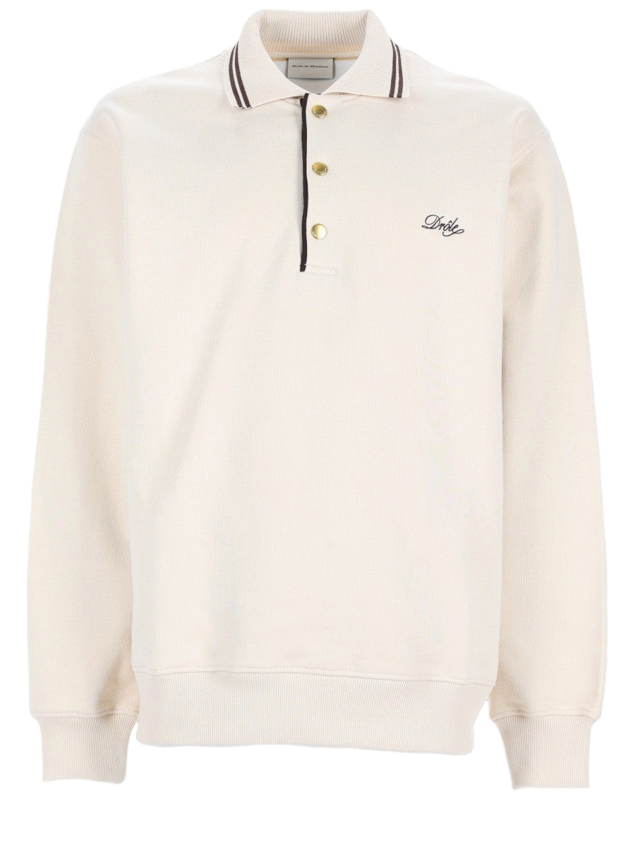 Drole De Monsieur - Cotton Polo Shirt with Logo beige
