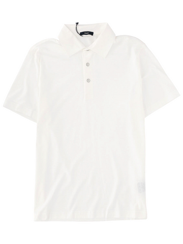 Klosmo Herno white short-sleeve polo shirt made from 100% cotton with a classic collar and three-button placket.