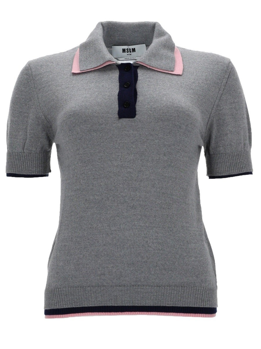 msgm POLO IN LANA CON DOPPIO BORDO