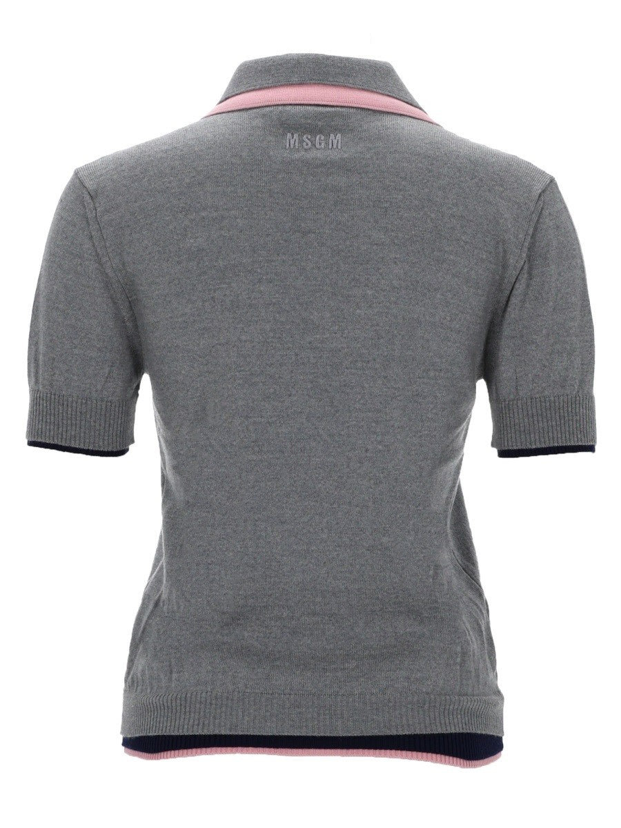 msgm - POLO IN LANA CON DOPPIO BORDO