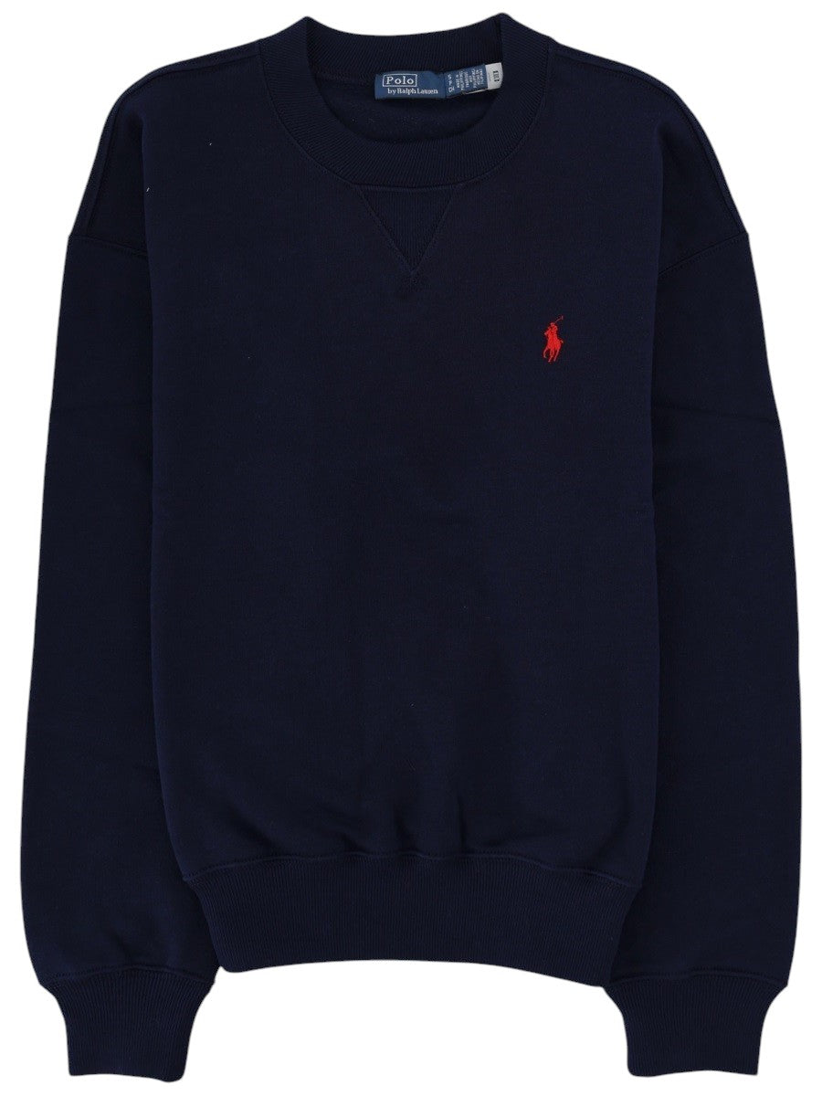 Polo Ralph Lauren - Navy Sweatshirt with Red Logo polo-ralph-lauren-navy-crewneck-sweatshirt-front-jpg