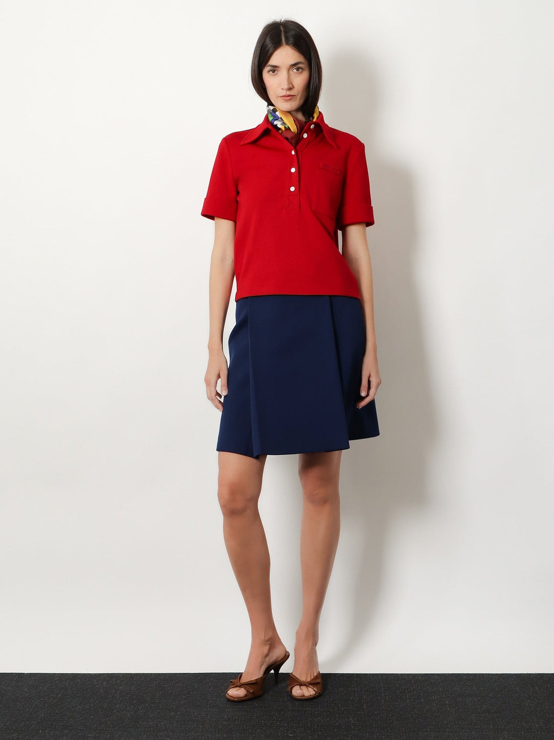 Miu Miu - Polo Shirt with Lettering Logo patch Rubino 42