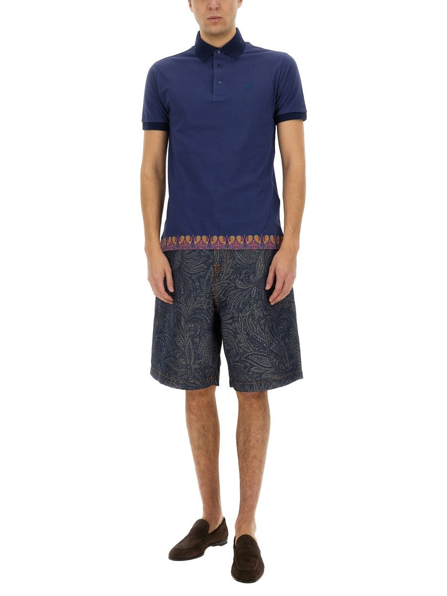 Etro - POLO SHIRT WITH PRINT Blue M