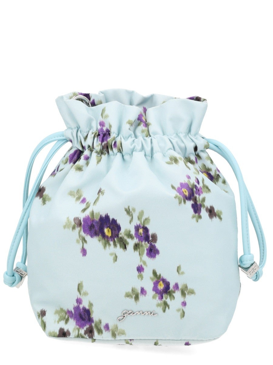 GANNI POUCH IN NYLON CON STAMPA