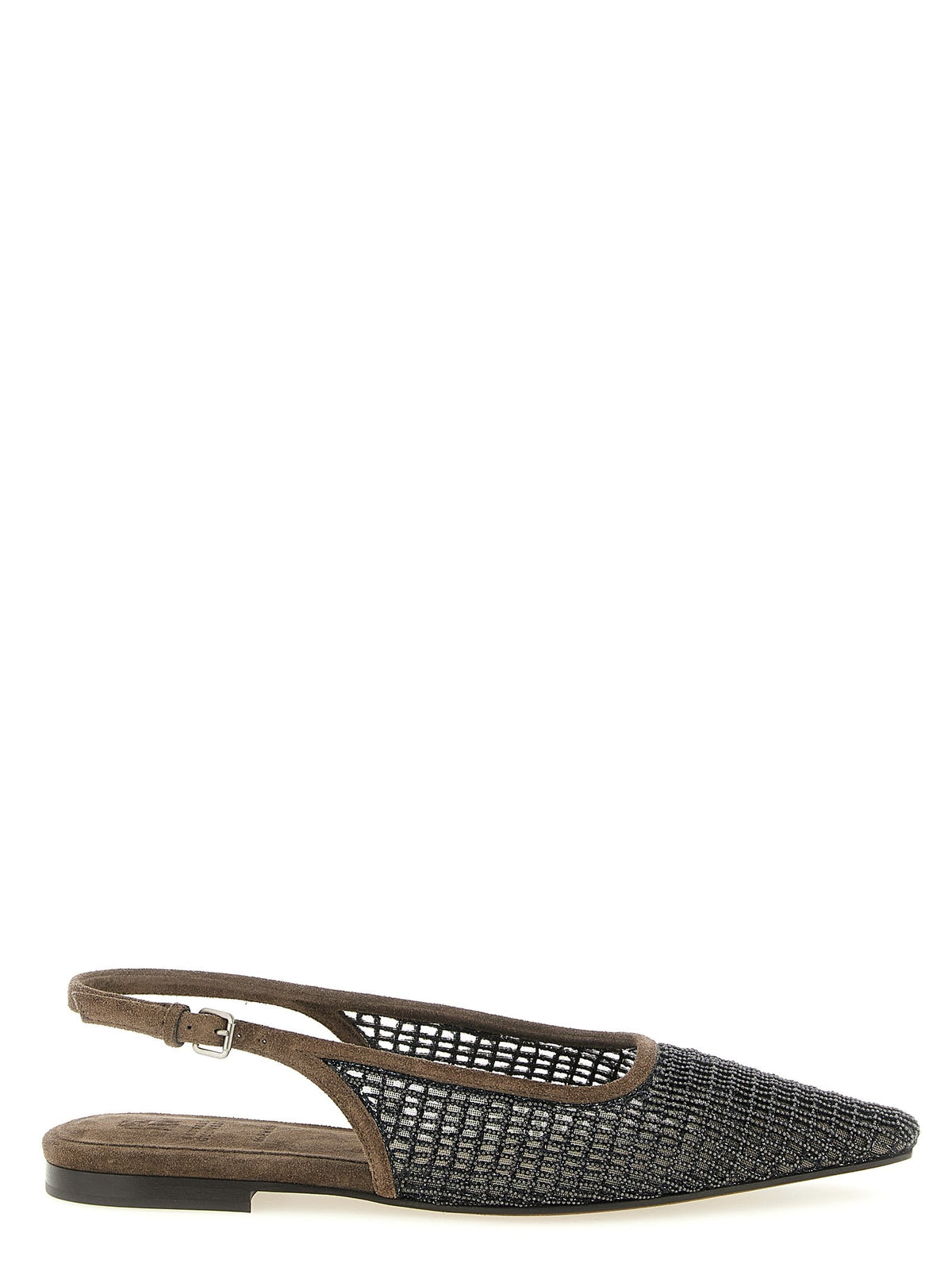Brunello Cucinelli - 'Precious Net Embroidery' slingback