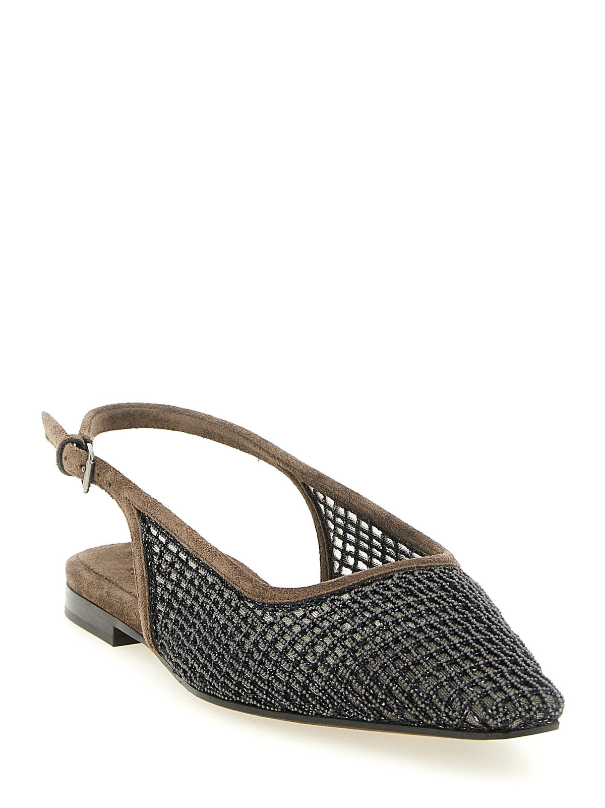 Brunello Cucinelli - 'Precious Net Embroidery' slingback