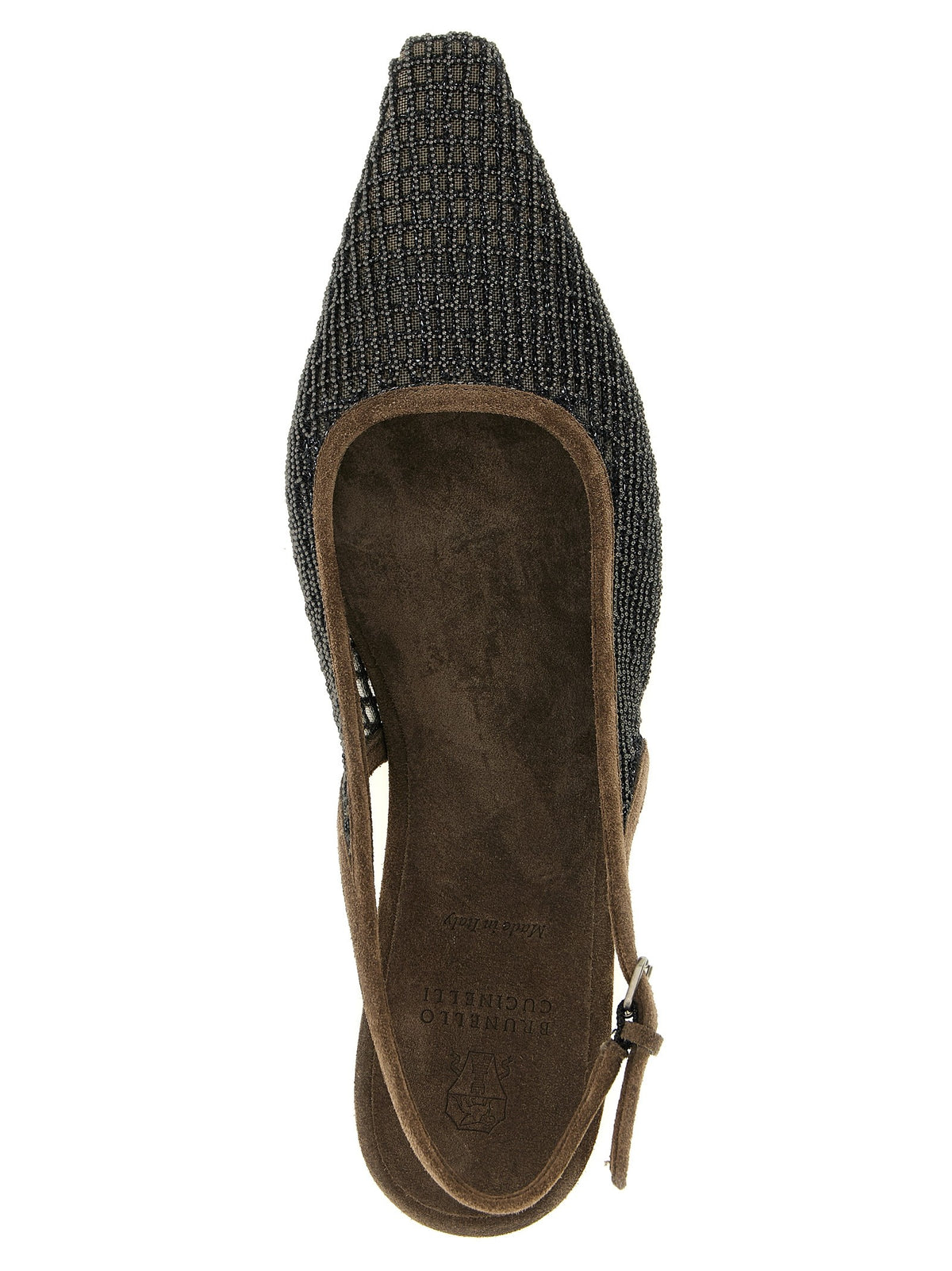 Brunello Cucinelli - 'Precious Net Embroidery' slingback
