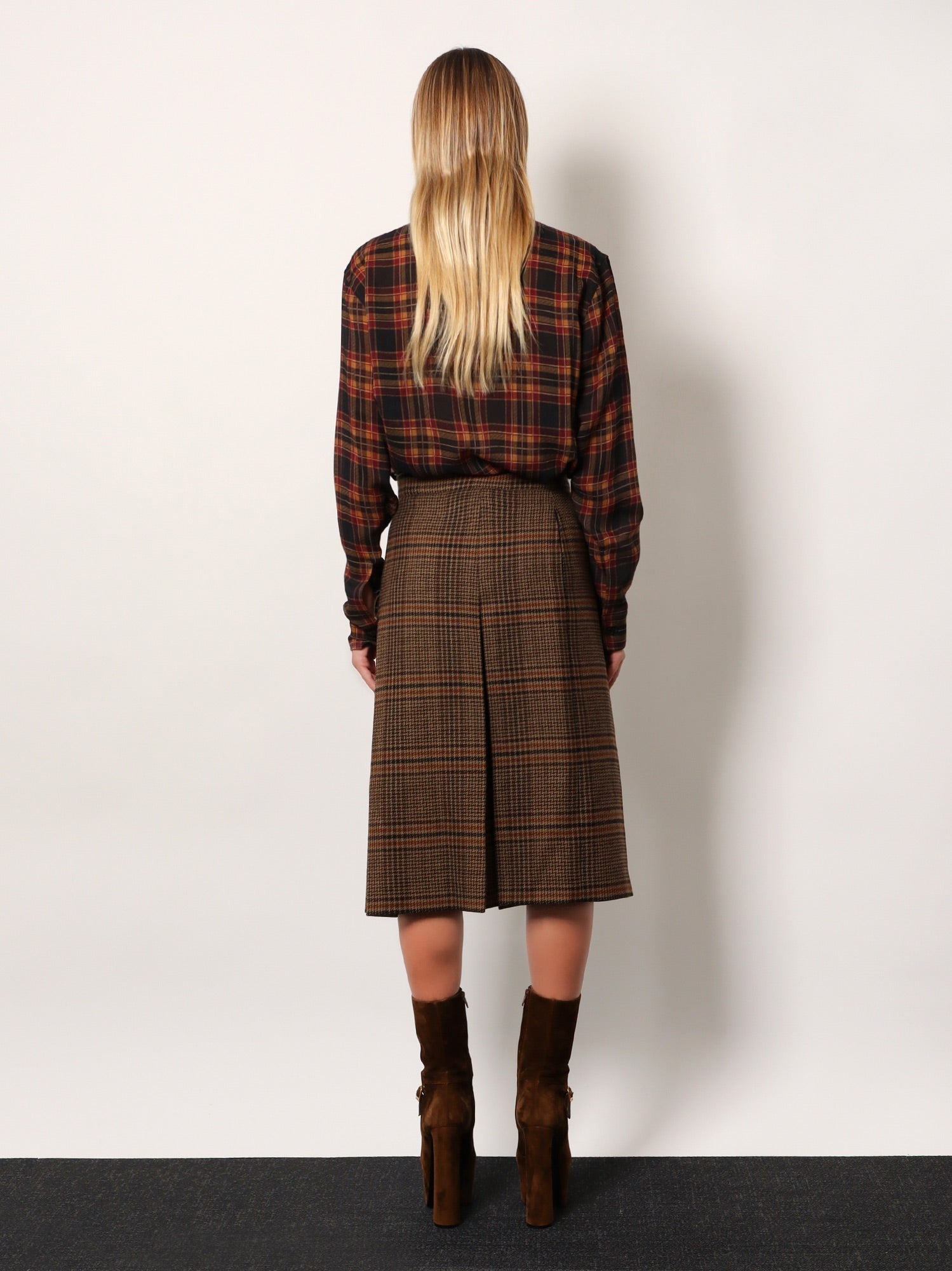 Prince of Wales certified virgin wool skirt
