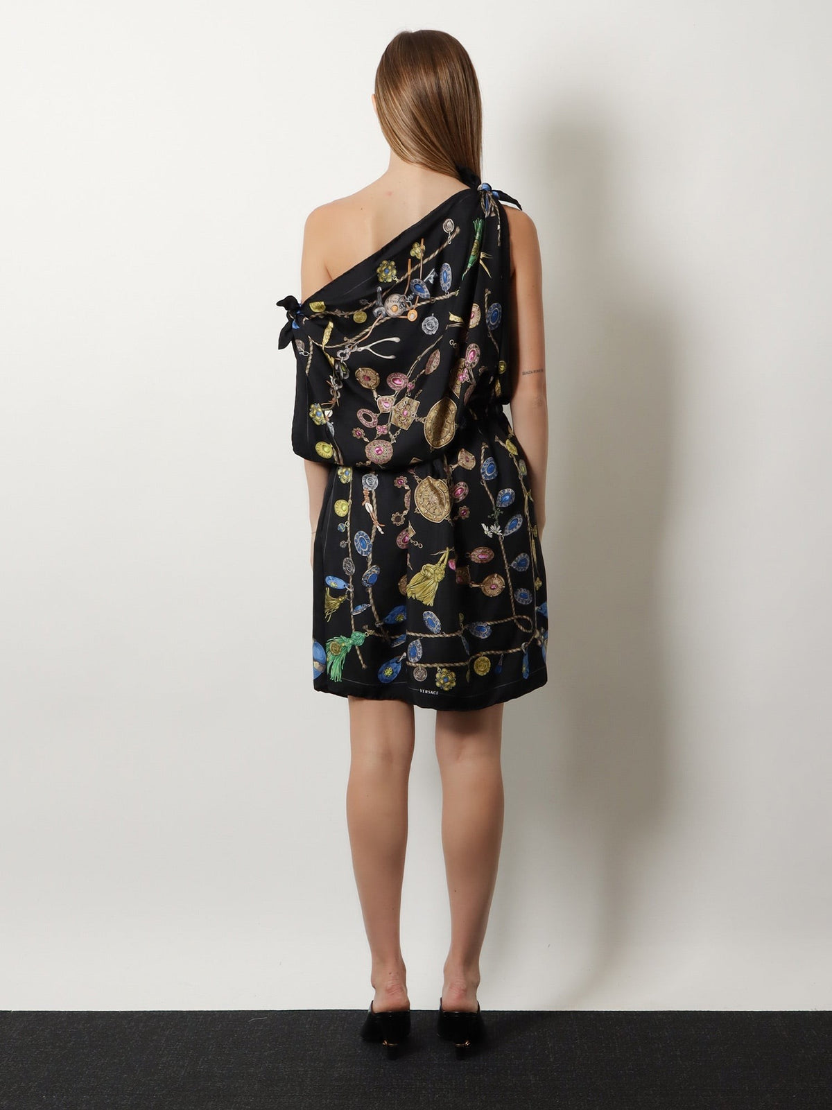 Versace - Printed silk twill midi dress