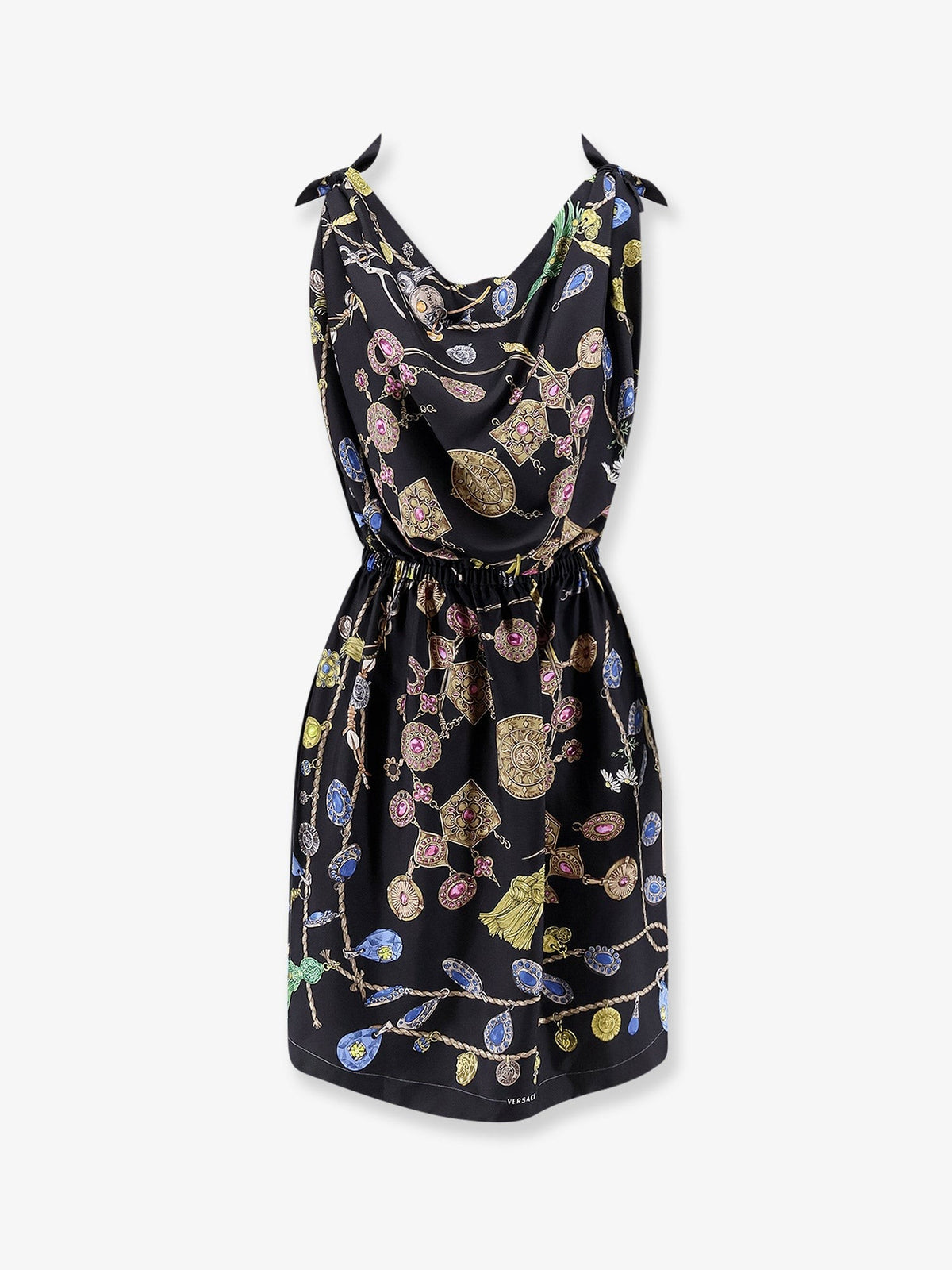Versace - Printed silk twill midi dress Black