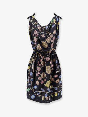 Versace - Printed silk twill midi dress Black