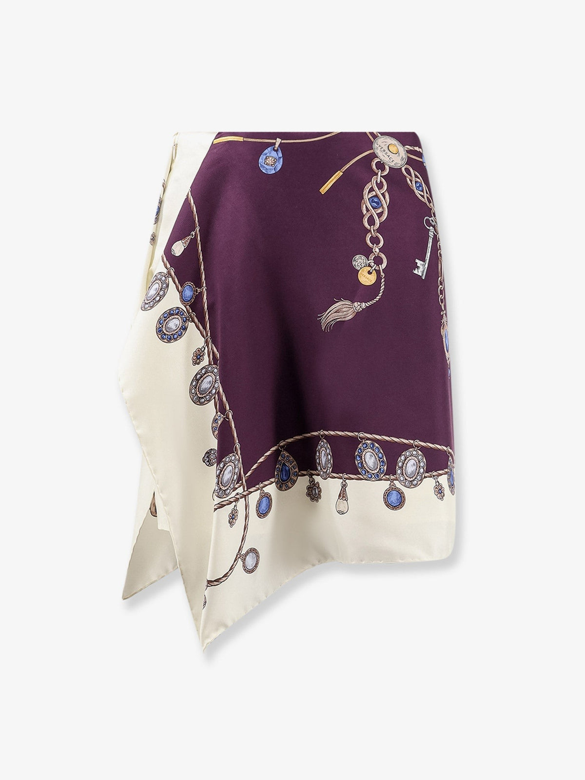 Versace - Printed silk twill miniskirt Burgundy