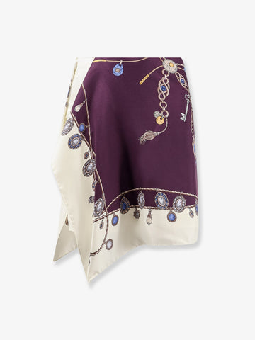 Versace - Printed silk twill miniskirt Burgundy