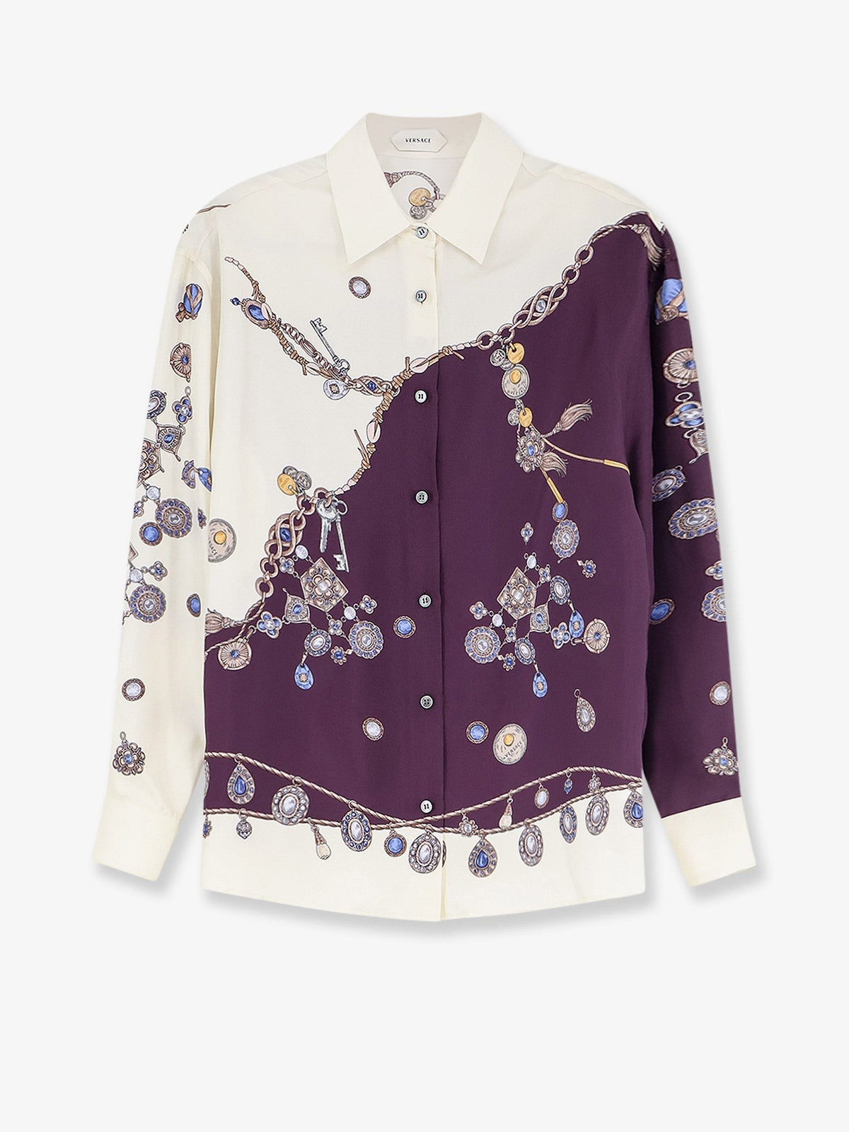 Versace - Printed silk twill shirt Burgundy