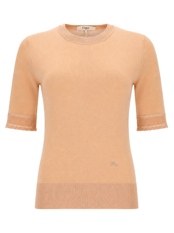 CHLOÉ - PULLOVER A MANICHE CORTE IN MAGLIA DI LANA