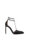 Python-effect leather pumps