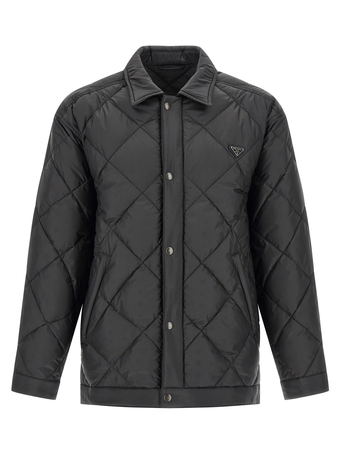 PRADA - Quilted down jacket with logo Black