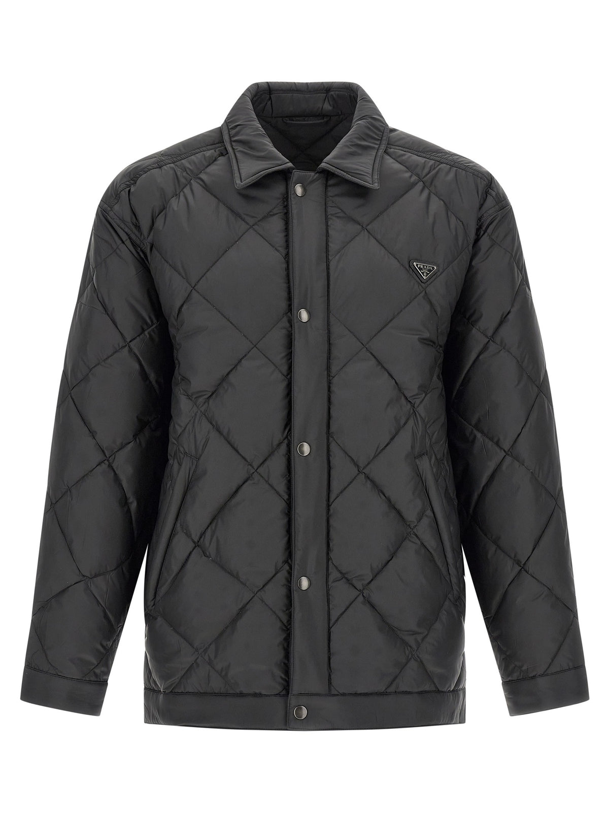 PRADA - Quilted down jacket with logo Black