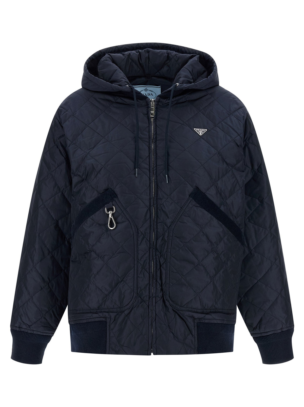 PRADA - Quilted hooded jacket Blue