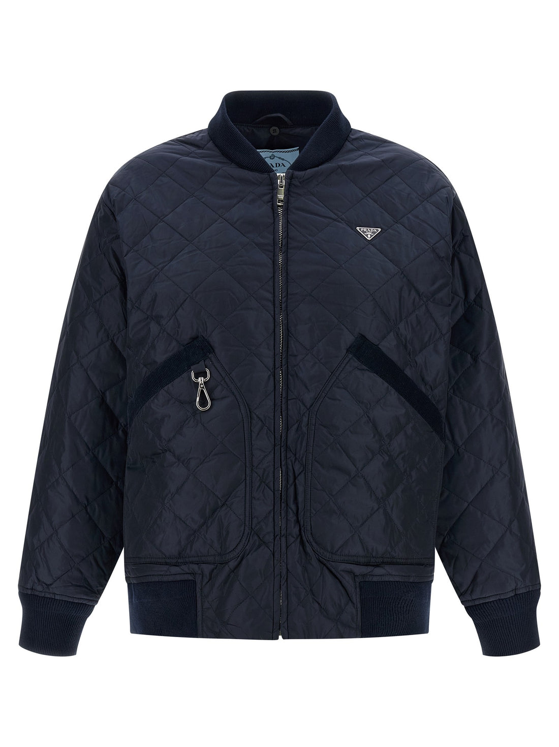 PRADA - Quilted hooded jacket Blue