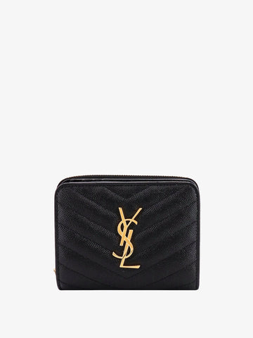 Saint Laurent Saint Laurent - Quilted leather wallet with metal Cassandre logo