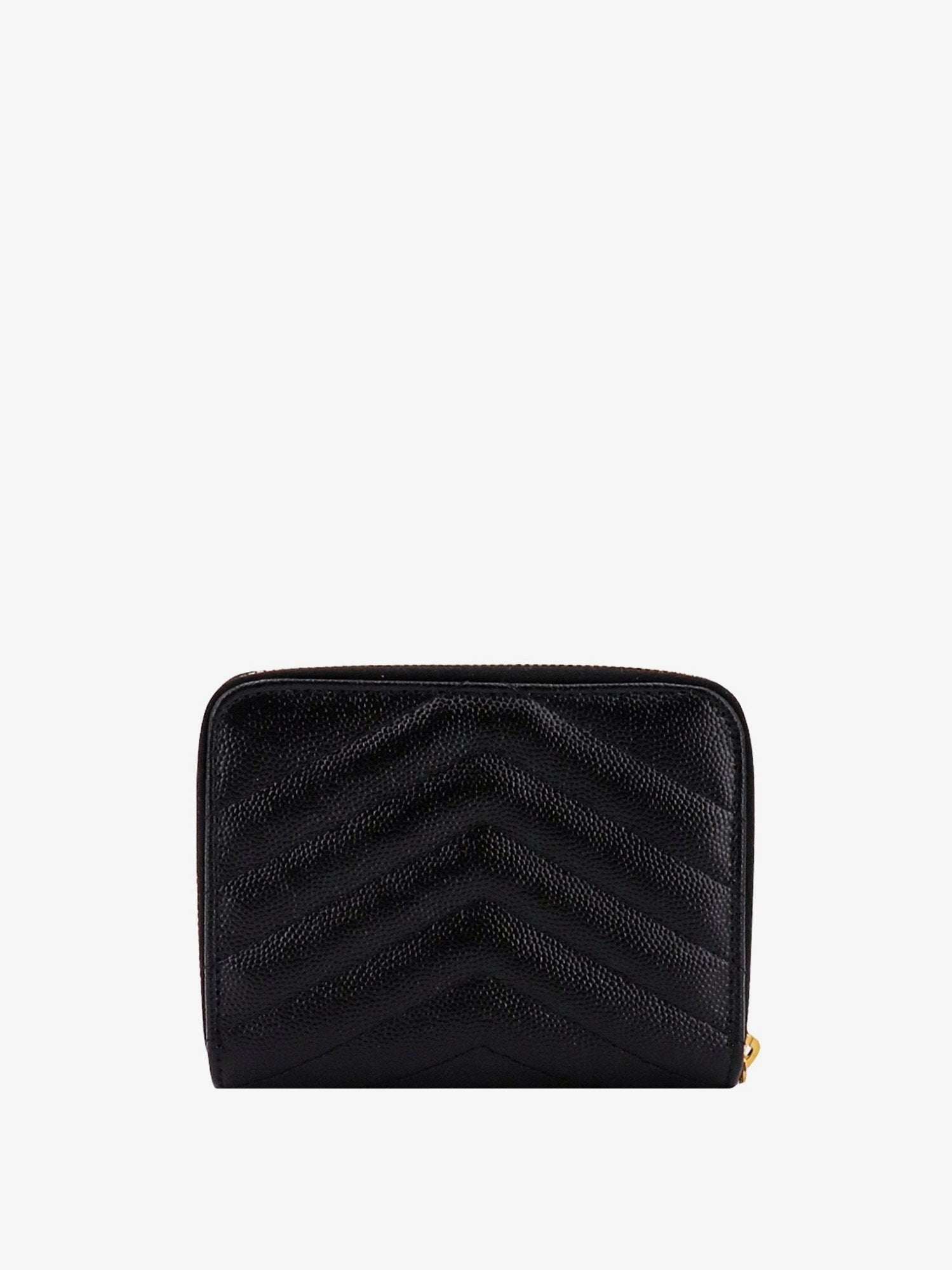 Saint Laurent - Quilted leather wallet with metal Cassandre logo