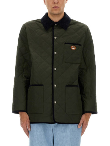 QUILTED SHIRT JACKET WITH "VLOGO" PATCH