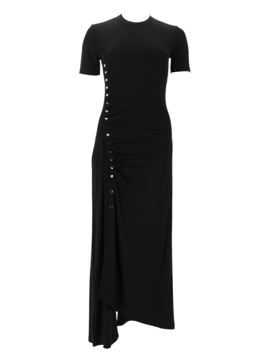 RABANNE - Draped Jersey Maxi Dress - Black rabanne-draped-jersey-maxi-dress-black-front-jpg