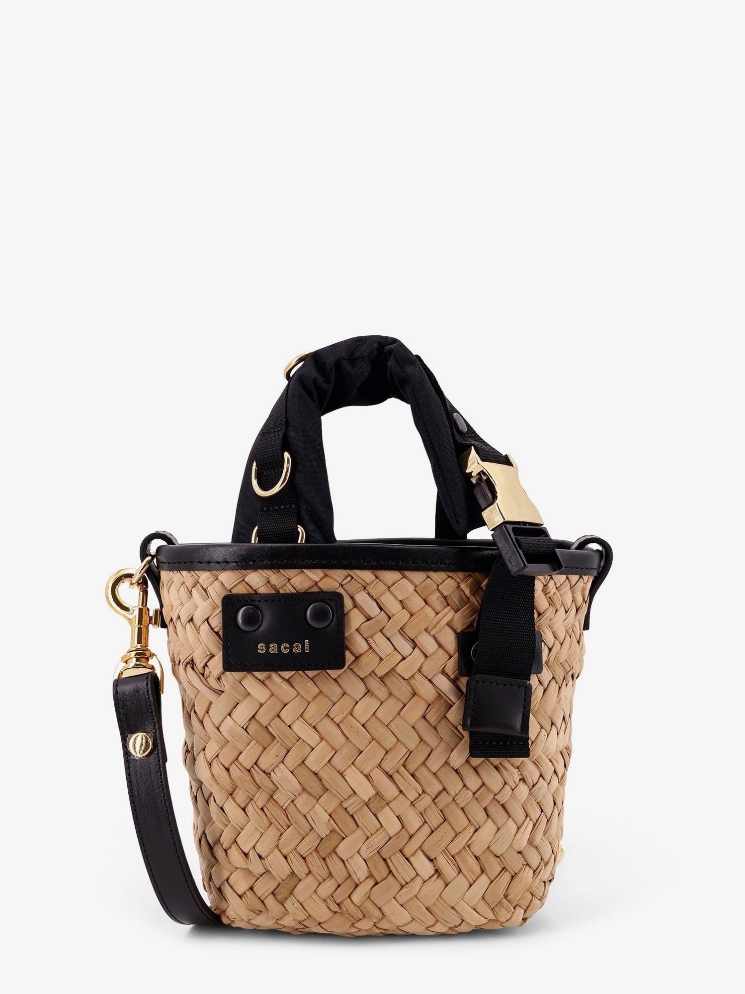 Raffia and leather crossbody bag