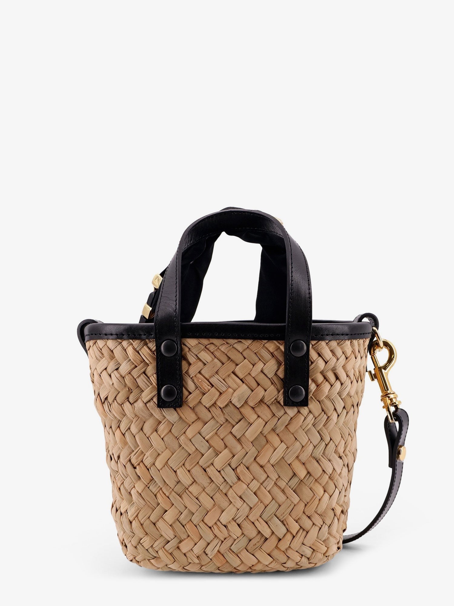 Raffia and leather crossbody bag