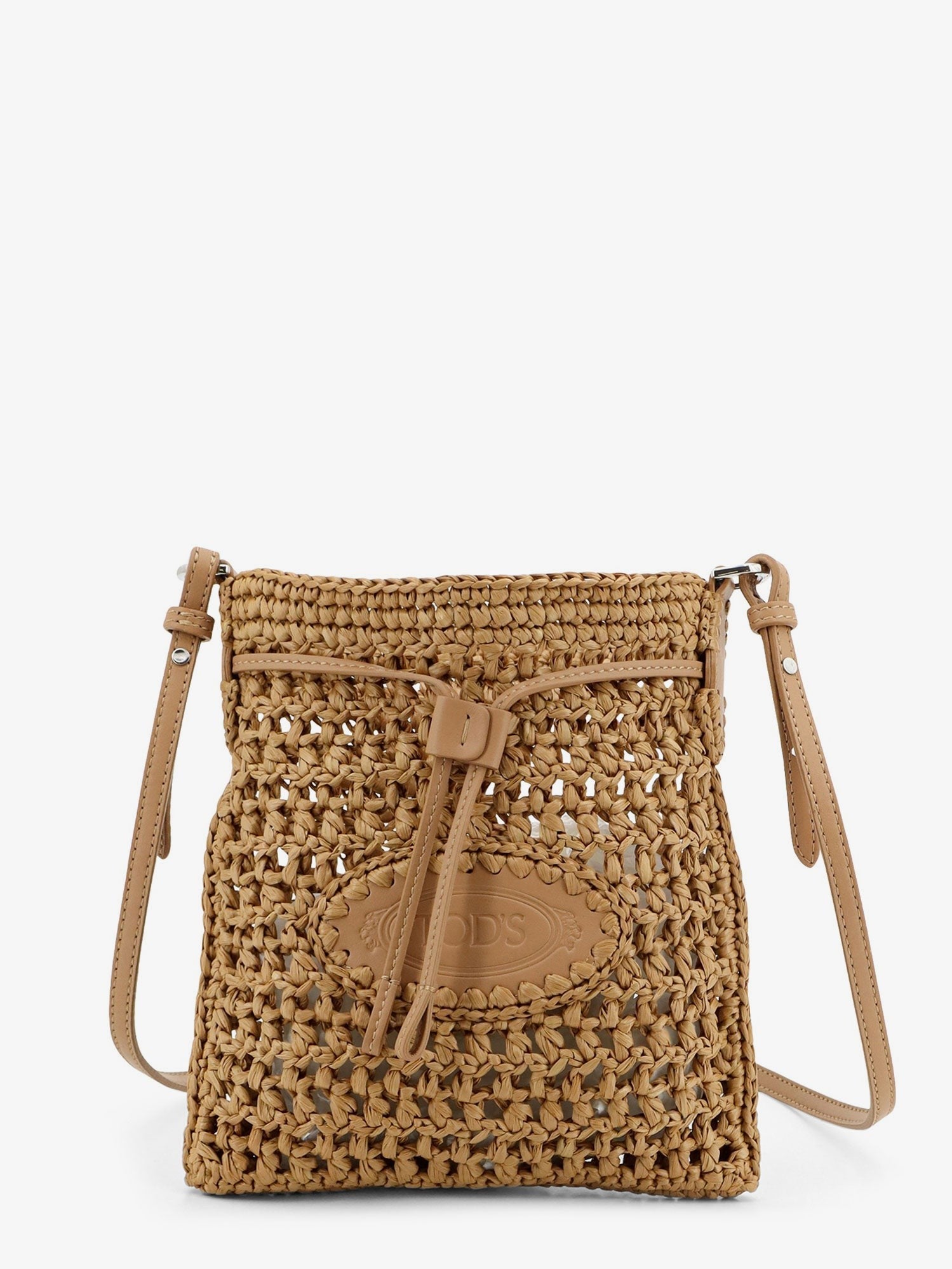 TOD'S TOD'S - Raffia bucket bag with crochet motif