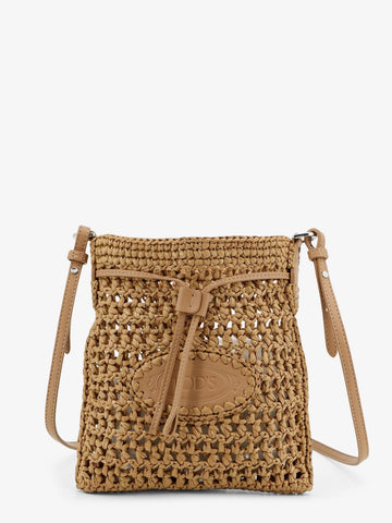 TOD'S TOD'S - Raffia bucket bag with crochet motif
