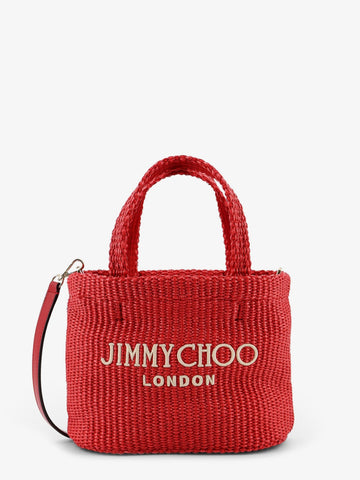 Jimmy Choo Raffia crossbody bag with embroidered logo on the front
