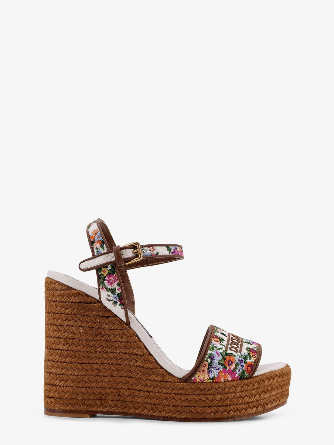 Dolce & Gabbana Raffia sandals with floral embroidery