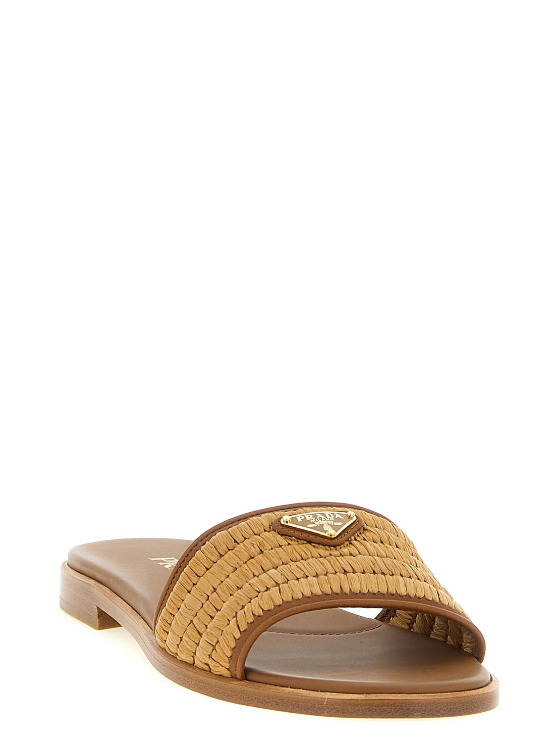 PRADA - Raffia slides Brown