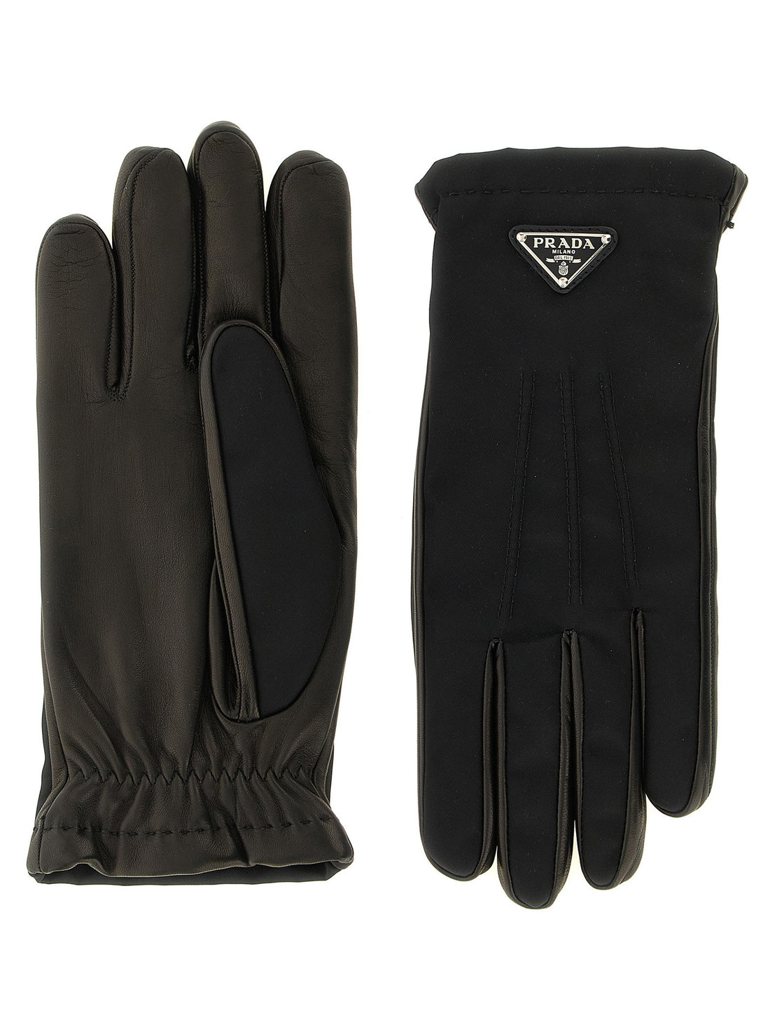 PRADA - Re-Nylon and nappa gloves Black