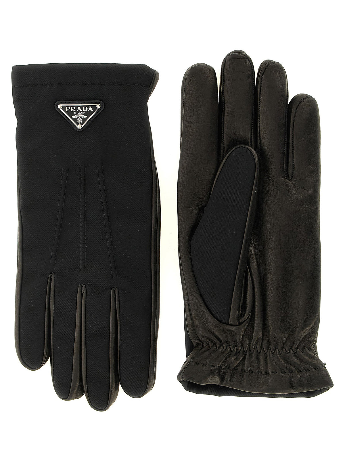 PRADA - Re-Nylon and nappa gloves Black