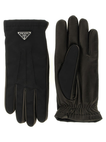 PRADA - Re-Nylon and nappa gloves Black