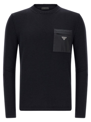 PRADA - 'Re-Nylon' Pocket Sweater Blue