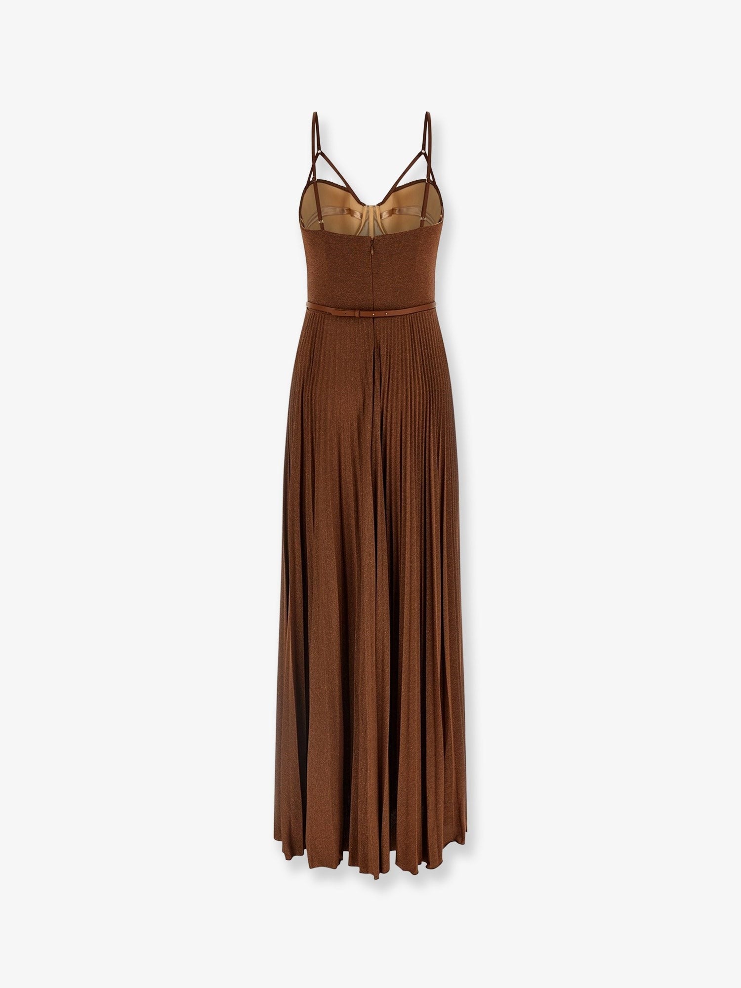 Elisabetta Franchi - Red Carpet laminated long dress with belt